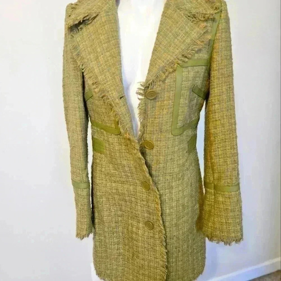 Blanc Noir Wool & Leather Blend Coat Amazing Used condition Size Medium - Picture 4 of 13